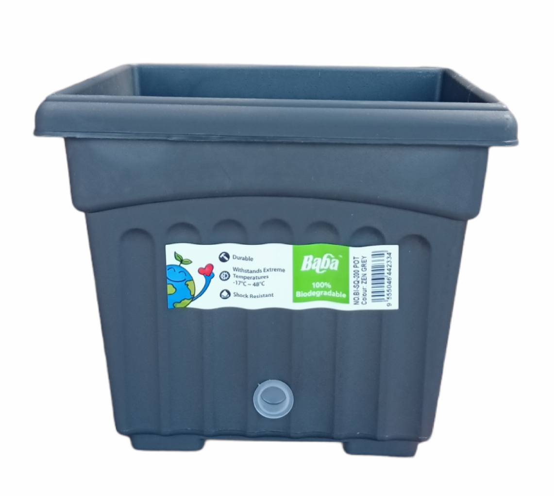 Baba Brand SQ-200 Plastic Pot Zen Grey 